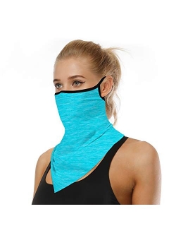 Face Cover Scarf Bandana Neck Gaiter with Ear Loops UV Sun Protection Reusable Triangle Scarf Cycle Balaclava for Women Men