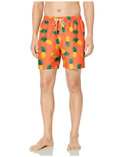 Amazon Brand - 28 Palms Men's 6" Inseam Tropical Hawaiian Print Swim Trunk