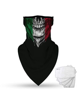 Face Scarf Bandanas Ear Loops with Filter, Men Women Neck Gaiter Cover Balaclava