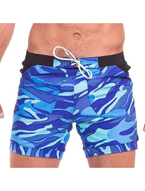 Taddlee Men Swimwear Swimsuits Swim Boxer Bikini Surfing Board Trunk Camo Shorts