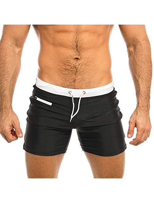 Taddlee Men's Swimwear Swim Shorts Trunks Square Cut Black Blue Swimsuits Boxers