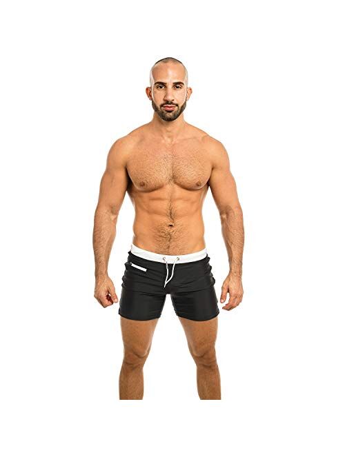 Taddlee Men's Swimwear Swim Shorts Trunks Square Cut Black Blue Swimsuits Boxers