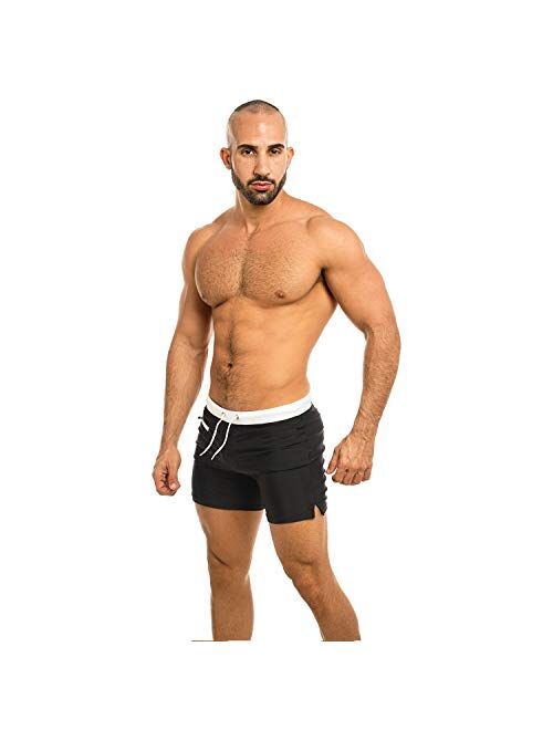 Taddlee Men's Swimwear Swim Shorts Trunks Square Cut Black Blue Swimsuits Boxers