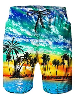 Ahegao Men's Swim Trunks Quick Dry 3D Printed Beach Board Shorts with Pockets Cool Mesh Lining Bathing Suits