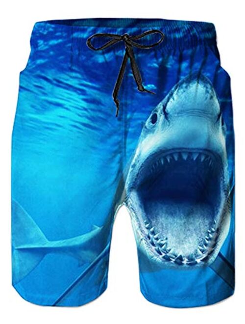 Ahegao Men's Swim Trunks Quick Dry 3D Printed Beach Board Shorts with Pockets Cool Mesh Lining Bathing Suits