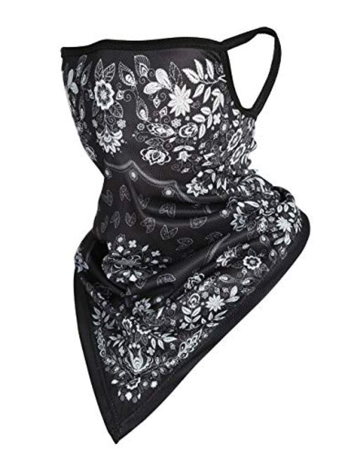 PIERRE NOIR Bandana Mask Cool Washable Men Women Neck Gaiter Scarf With Ear Loops