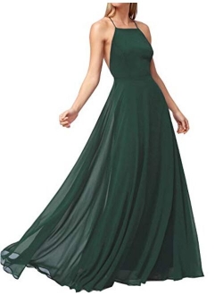 FANCYINN Women’s Chiffon Backless Maxi Dress Spaghetti Straps Bridesmaid Dress