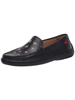 Unisex-Child Leather Driver with Gold Star Detail Loafer