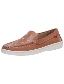 Unisex-Child Leather Driver with Gold Star Detail Loafer