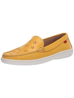 Unisex-Child Leather Driver with Gold Star Detail Loafer