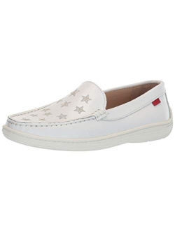 Unisex-Child Leather Driver with Gold Star Detail Loafer