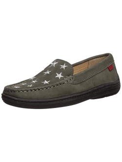 Unisex-Child Leather Driver with Gold Star Detail Loafer