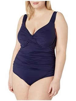 Women's Plus Size Over The Shoulder Floral One Piece Swimsuit