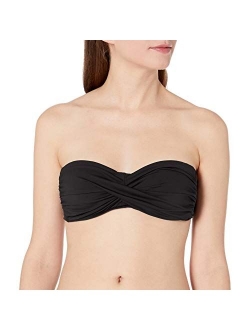 Women's Solid Twist Bandeau Bikini Swim Top