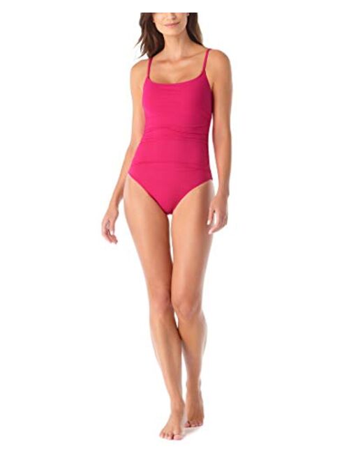 Anne Cole Women's Solid One Piece Shirred Maillot Swimsuit