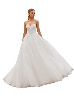 Lace Train Wedding Dress for Bride Aline Applique Bride Dress Long Tulle Off Shoulder Strapless