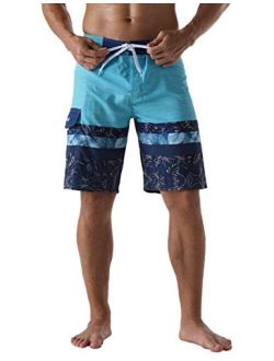 Nonwe Men's Swim Trunks Quick Dry Elastic Waist Board Shorts with Lining