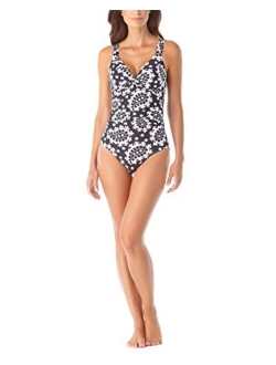 Women's Over The Shoulder Twist Front Underwire One Piece Swimsuit