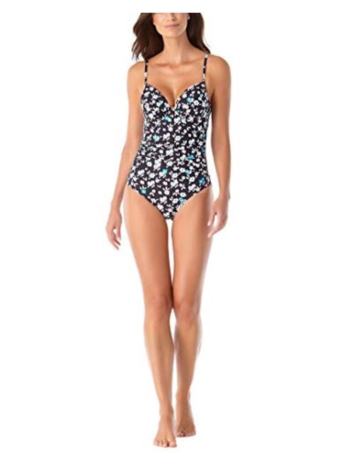 Anne Cole Women's Over The Shoulder Twist Front Underwire One Piece Swimsuit