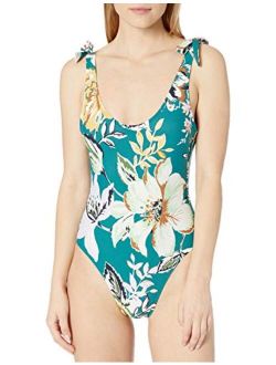 Women's Tie Up Scoop One Piece Swimsuit