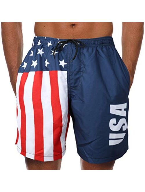 Mens Swim Trunks Short Quick-Dry Swimming Trunks with Mesh Lining Fashion Trend Turnks