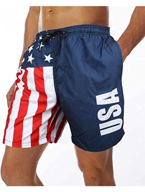 Mens Swim Trunks Short Quick-Dry Swimming Trunks with Mesh Lining Fashion Trend Turnks