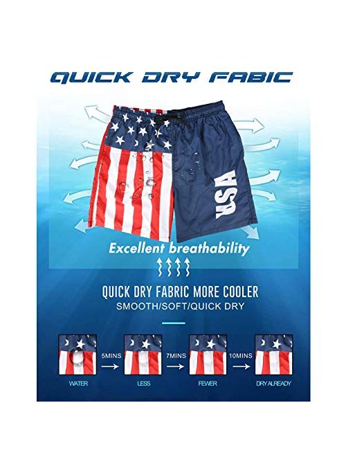 Mens Swim Trunks Short Quick-Dry Swimming Trunks with Mesh Lining Fashion Trend Turnks