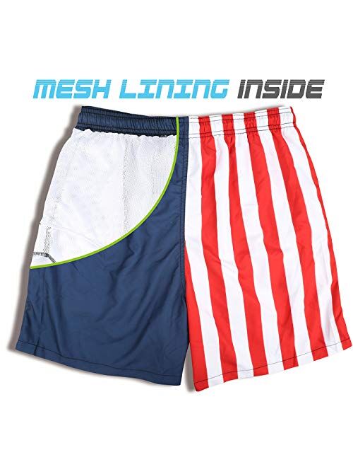 Mens Swim Trunks Short Quick-Dry Swimming Trunks with Mesh Lining Fashion Trend Turnks