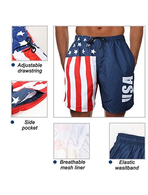 Mens Swim Trunks Short Quick-Dry Swimming Trunks with Mesh Lining Fashion Trend Turnks