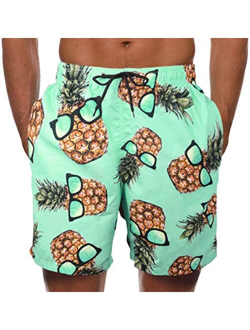 Mens Swim Trunks Short Quick-Dry Swimming Trunks with Mesh Lining Fashion Trend Turnks