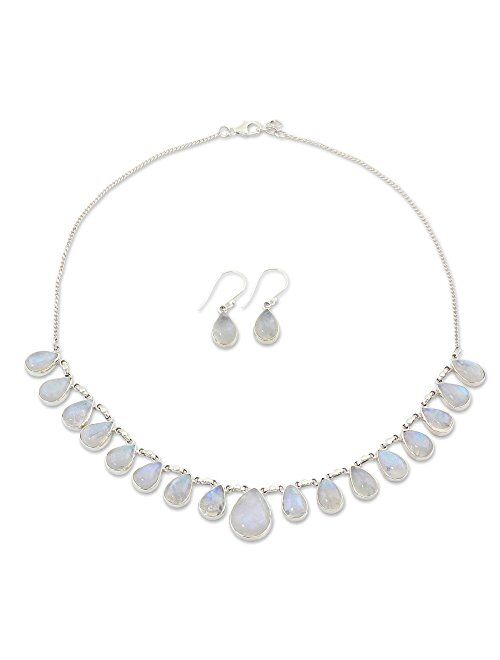 NOVICA Moonstone .925 Sterling Silver Link Jewelry Set 'Lovely Morning'