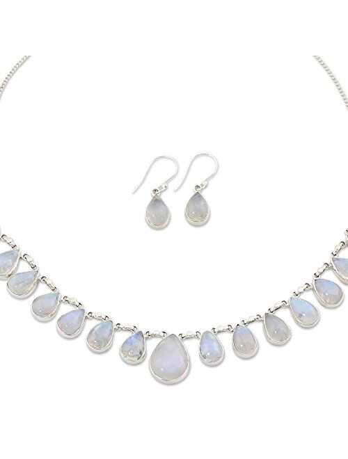 NOVICA Moonstone .925 Sterling Silver Link Jewelry Set 'Lovely Morning'