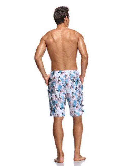 Flytop Mens Swim Trunks Quick Dry Board Shorts with Zipper Pockets Bathing Suit