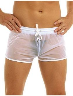 YiZYiF Men's See Through Beach Shorts Underwear Swim Trunks Watershort Lounge Pants