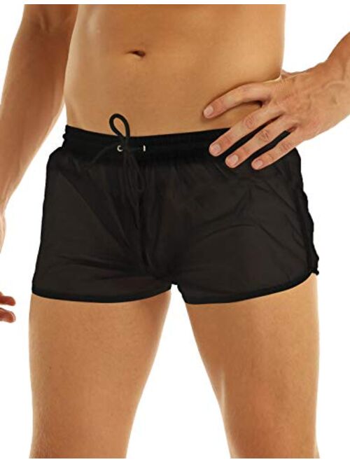 YiZYiF Men's See Through Beach Shorts Underwear Swim Trunks Watershort Lounge Pants