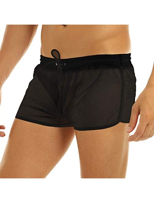 YiZYiF Men's See Through Beach Shorts Underwear Swim Trunks Watershort Lounge Pants