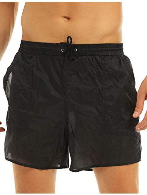 YiZYiF Men's See Through Beach Shorts Underwear Swim Trunks Watershort Lounge Pants