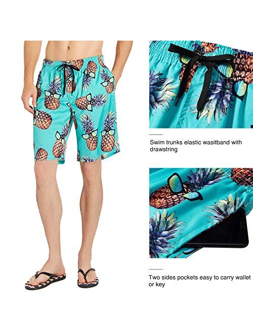 PAUFOGA Mens 3D Printed Swim Trunks Quick Dry Hawaii Surf Board Shorts Swimwear Pants