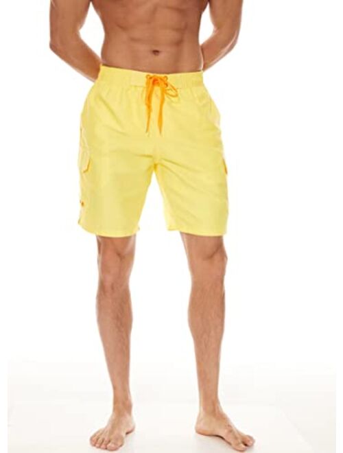 MAGCOMSEN Men's Swim Trunks with Mesh Linner 4 Pockets Quick Dry Beach Shorts Board Shorts Summer Swim Shorts