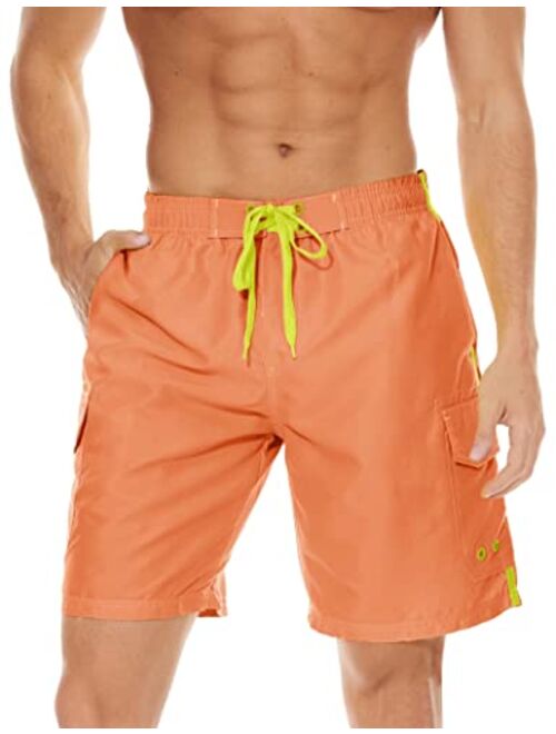 MAGCOMSEN Men's Swim Trunks with Mesh Linner 4 Pockets Quick Dry Beach Shorts Board Shorts Summer Swim Shorts