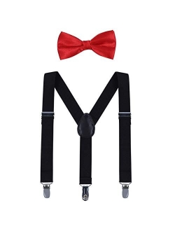 Kids Suspender Bow Tie Sets - Adjustable Braces With Bowtie Gift Idea for Boys and Girls by WELROG