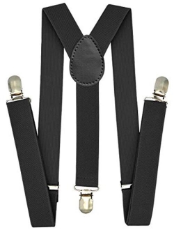 Kids Boys Suspenders - Adjustable Size Elastic 1 inch Wide Y Shape Strong Clips - 6 months Toddler to 5 feet Tall