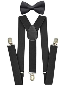 Kids Boys Suspenders - Adjustable Size Elastic 1 inch Wide Y Shape Strong Clips - 6 months Toddler to 5 feet Tall