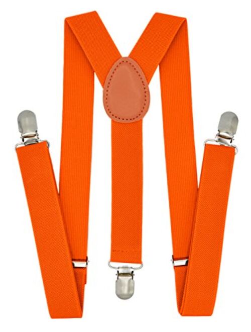 Kids Boys Suspenders - Adjustable Size Elastic 1 inch Wide Y Shape Strong Clips - 6 months Toddler to 5 feet Tall