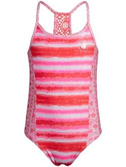 Girls One-Piece Swimsuit Bathing Suit in Solids or Prints