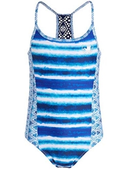 Girls One-Piece Swimsuit Bathing Suit in Solids or Prints