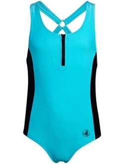 Girls One-Piece Swimsuit Bathing Suit in Solids or Prints