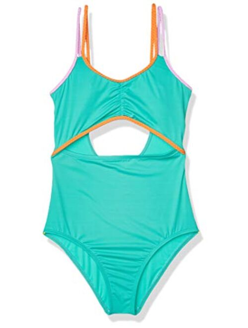 Hobie Girls' Double Strap Keyhole One Piece Swimsuit