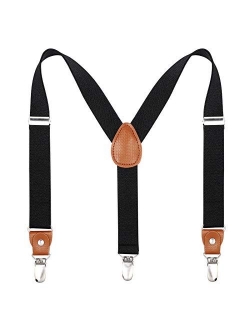 Toddlers Kids Boys Mens Suspenders - Y Back Adjustable Strong Clips Synthetic Leather Suspenders