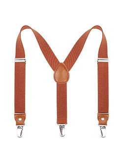 Toddlers Kids Boys Mens Suspenders - Y Back Adjustable Strong Clips Synthetic Leather Suspenders